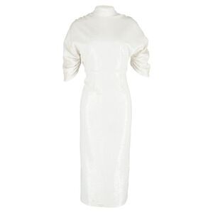 Emilia Wickstead Shari Open-Back Sequined Midi Dress in White Polyester